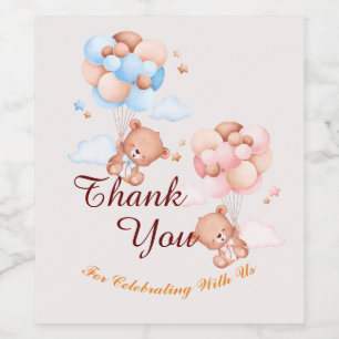 Teddy Bear Thank You Baby Shower Wine Label