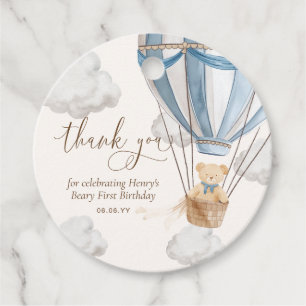 Teddy Bear Thank You Beary First Birthday Favour Tags