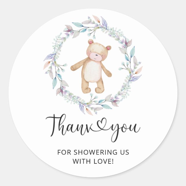 Teddy Bear thank you   Classic Round Sticker (Front)