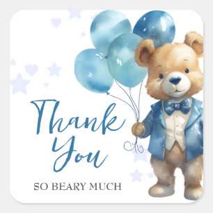 Teddy Bear Thank You Square Sticker