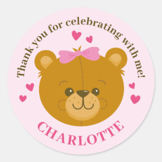 Teddy Bear Thank You Sticker Personalised