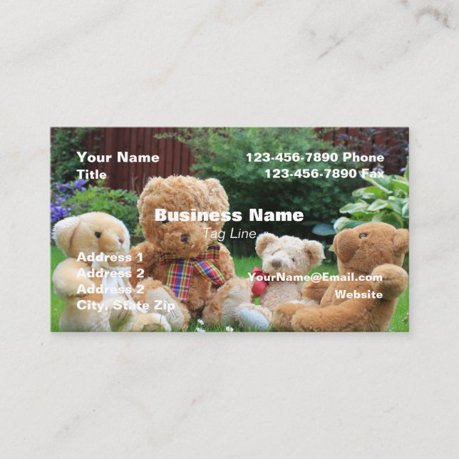 Teddy Bear Theme Business Card HAMbyWhiteGlove  (Front)