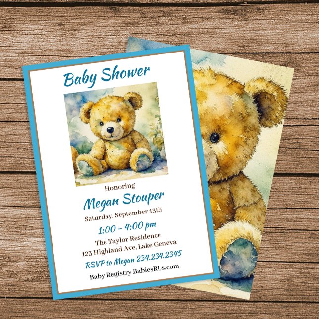Teddy Bear themed Boy's Baby Shower Invitation (Creator Uploaded)