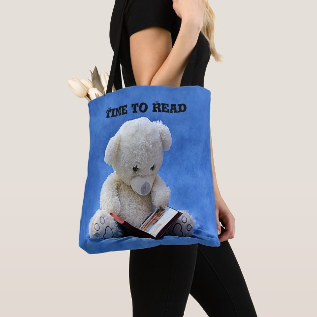 Teddy Bear Time to Read All-Over-Print Tote Bag (Close Up)