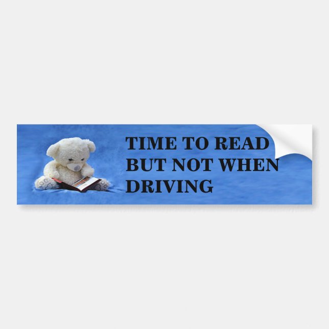 Teddy Bear Time to Read Bumper Sticker, ZKOA Sticker (Front)