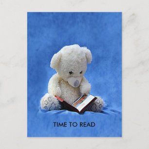 Teddy Bear Time to Read Postcard, ZKOA Postcard