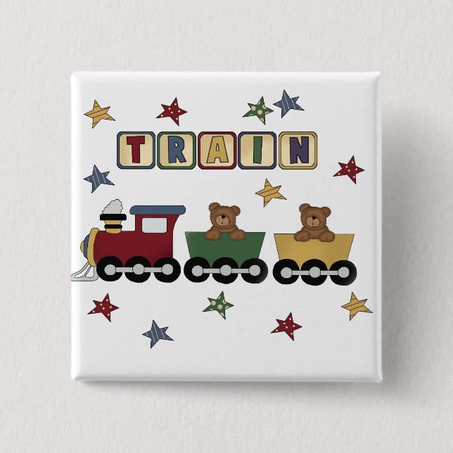 Teddy Bear Train Tshirts and Gifts 15 Cm Square Badge (Front)