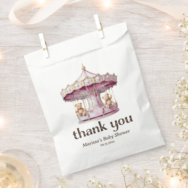 Teddy Bear Twin Girls Baby Shower Thank You Favour Bags (Clipped)