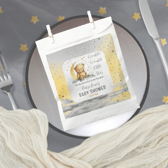Teddy Bear Twinkle Twinkle Little Star Baby Shower Favour Bags (Create an enchanting baby shower with our Teddy Bear Twinkle Twinkle Little Star collection.  )