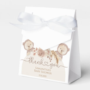 Teddy Bear Twins Baby Shower Boho Floral Favour Box