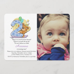 Teddy Bear Two Year Old Photo Invitation