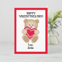 Teddy Bear Valentine Card - Personalised Cute Gift