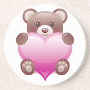 Teddy Bear Valentine Heart Coaster