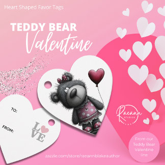 Teddy Bear Valentine Heart Shaped Favor Tags