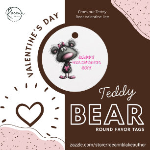 Teddy Bear Valentine Round Favour Tags