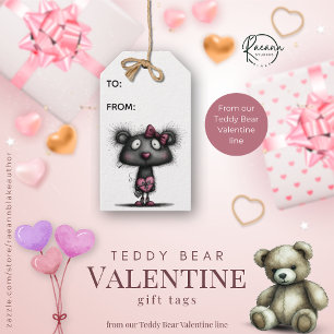 Teddy Bear Valentine Round Gift Tags