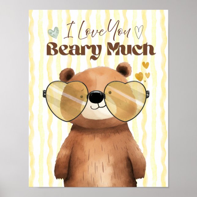 Teddy bear wall art I love you beary much poster (Front)