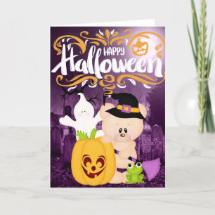 Teddy Bear Warlock - Happy Halloween Card