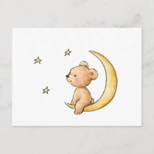 teddy bear watching the stars postcard