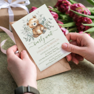 Teddy Bear Watercolor Gender Neutral Baby Shower Invitation