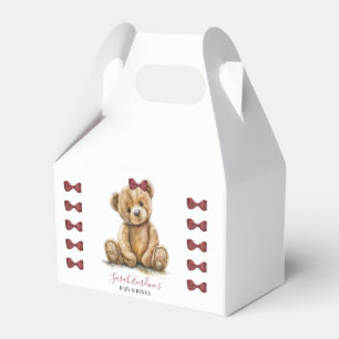 Teddy Bear Watercolor Girl Baby Shower Favour Box