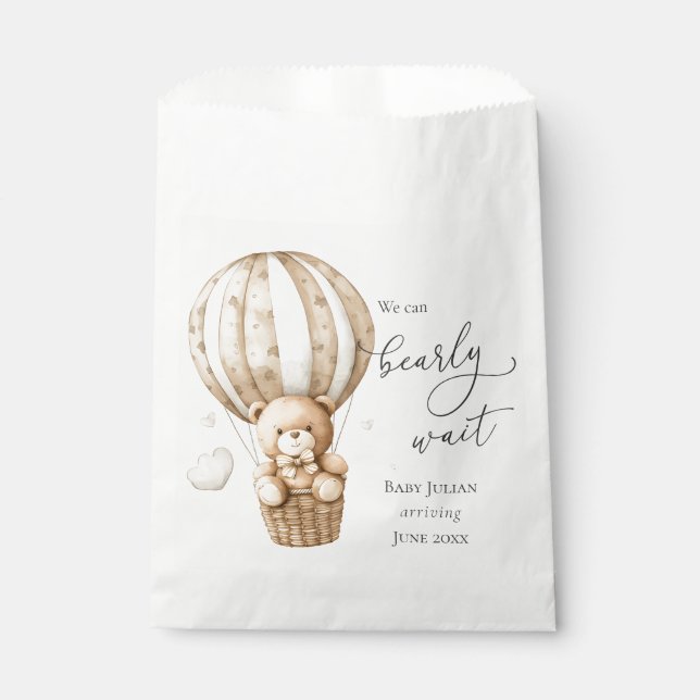 Teddy Bear We Can Bearly Wait Baby Shower Favour Bags (Front)