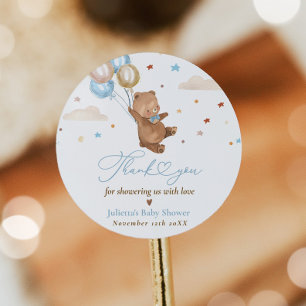 Teddy Bear We Can Bearly Wait Baby Shower Favour Classic Round Sticker
