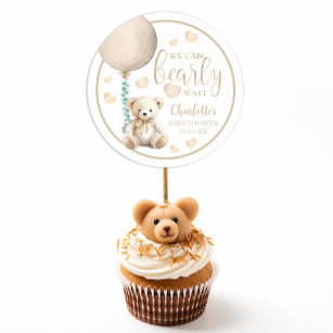 Teddy Bear We Can Bearly Wait Brown Baby Shower Classic Round Sticker