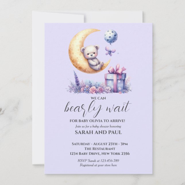 Teddy Bear We Can Bearly Wait  Invitation (Front)