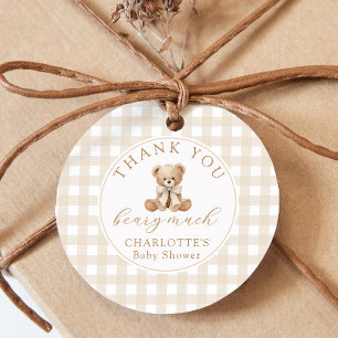 Teddy Bear We can bearly wait Neutral baby shower Favour Tags