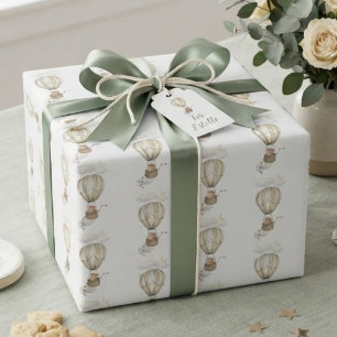 Teddy Bear We Can Bearly Wait Watercolor Baby Show Wrapping Paper