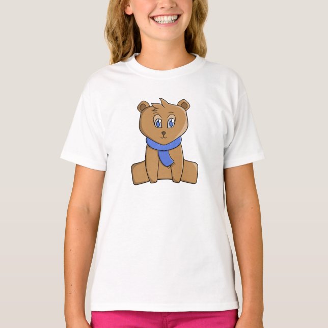 Teddy bear wearing a blue scarf T-Shirt (Front)
