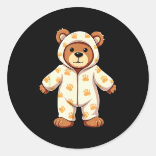 Teddy Bear Wearing Pajamas Classic Round Sticker