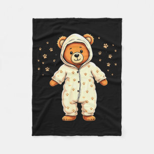 Teddy Bear Wearing Pajamas  Fleece Blanket