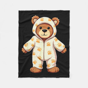 Teddy Bear Wearing Pajamas  Fleece Blanket