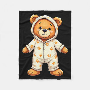 Teddy Bear Wearing Pajamas  Fleece Blanket