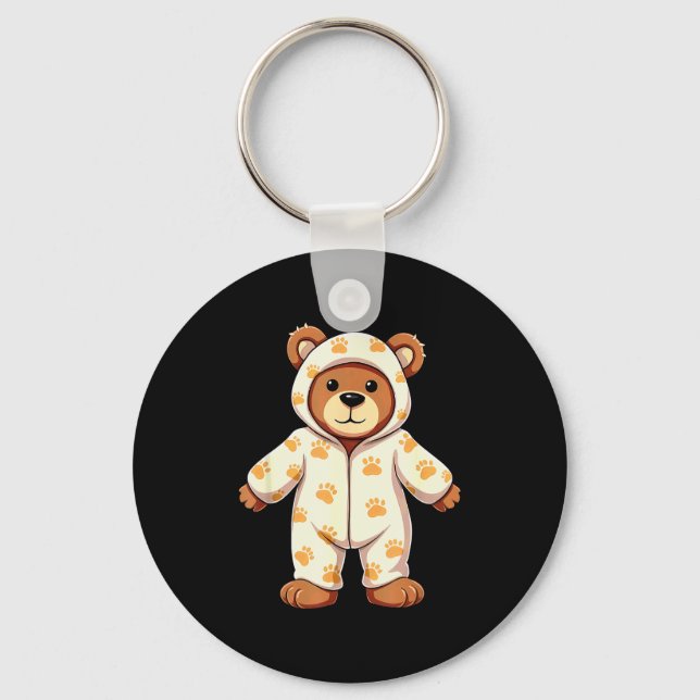 Teddy Bear Wearing Pajamas  Key Ring (Front)
