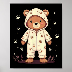 Teddy Bear Wearing Pajamas  Poster