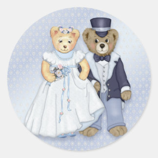 Teddy Bear Wedding - Customise Classic Round Sticker