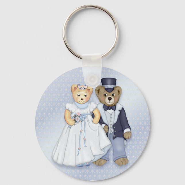Teddy Bear Wedding - Customize Key Ring (Front)