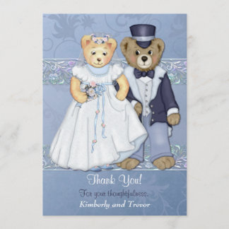 Teddy Bear Wedding Thank You - Customise Card