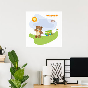 Teddy Bear Welcome Baby Nursery Design Poster