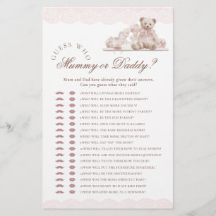 Teddy Bear Who Mommy or Daddy Baby Shower Game