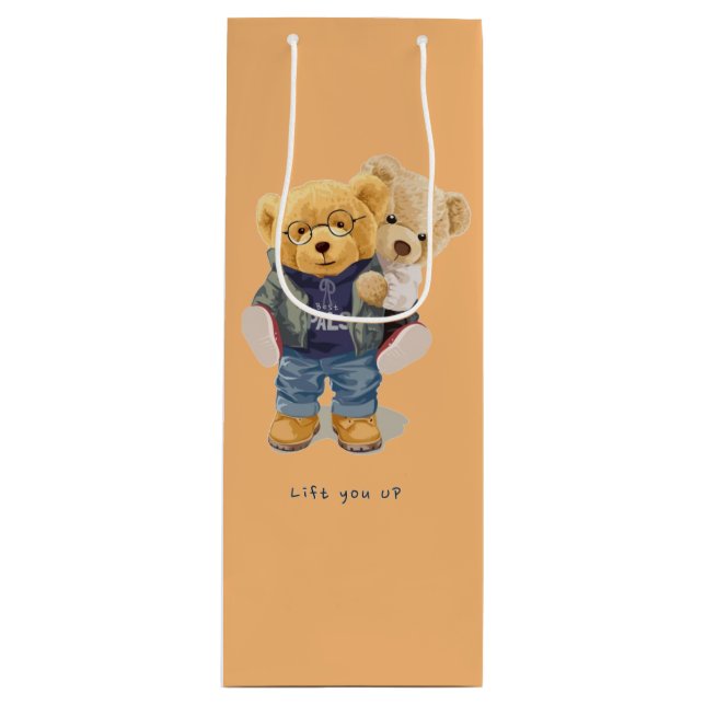 Teddy bear  wine gift bag (Front)