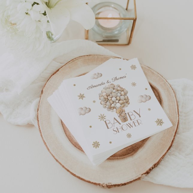 Teddy Bear Winter Baby Shower Gender Neutral Napkin (Creator Uploaded)