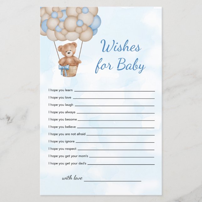 Teddy Bear Wishes for baby (Front)