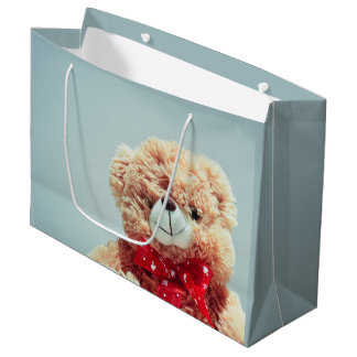 Teddy Bear with a Red Bow Large Gift Bag