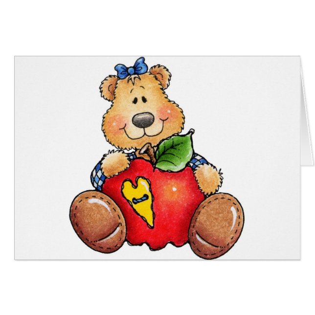 Teddy Bear with Apple (Front Horizontal)