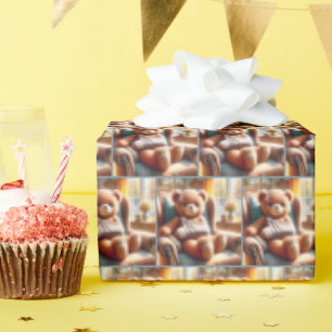 Teddy Bear With Arm In a Sling Wrapping Paper