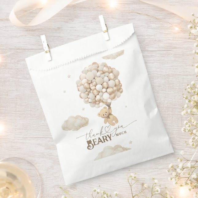 Teddy Bear with Balloons Baby Shower Beary Much Favour Bags (Clipped)